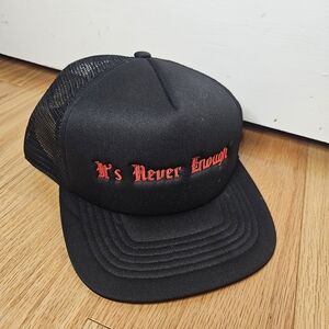 Black Trucker Cap with Red Embroidery